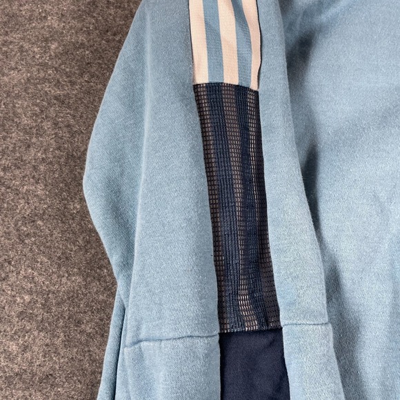 Adidas Hoodie Womens Small Blue Striped Pullover Sweatshirt Embroidered Comfort - Picture 11 of 13